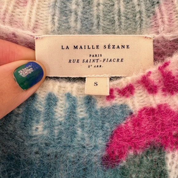 Sézane RARE Ines Sweater in Blue Floral Size S - Picture 6 of 6